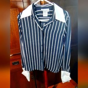 Navy Blue Pin Stripe Dress Shirt